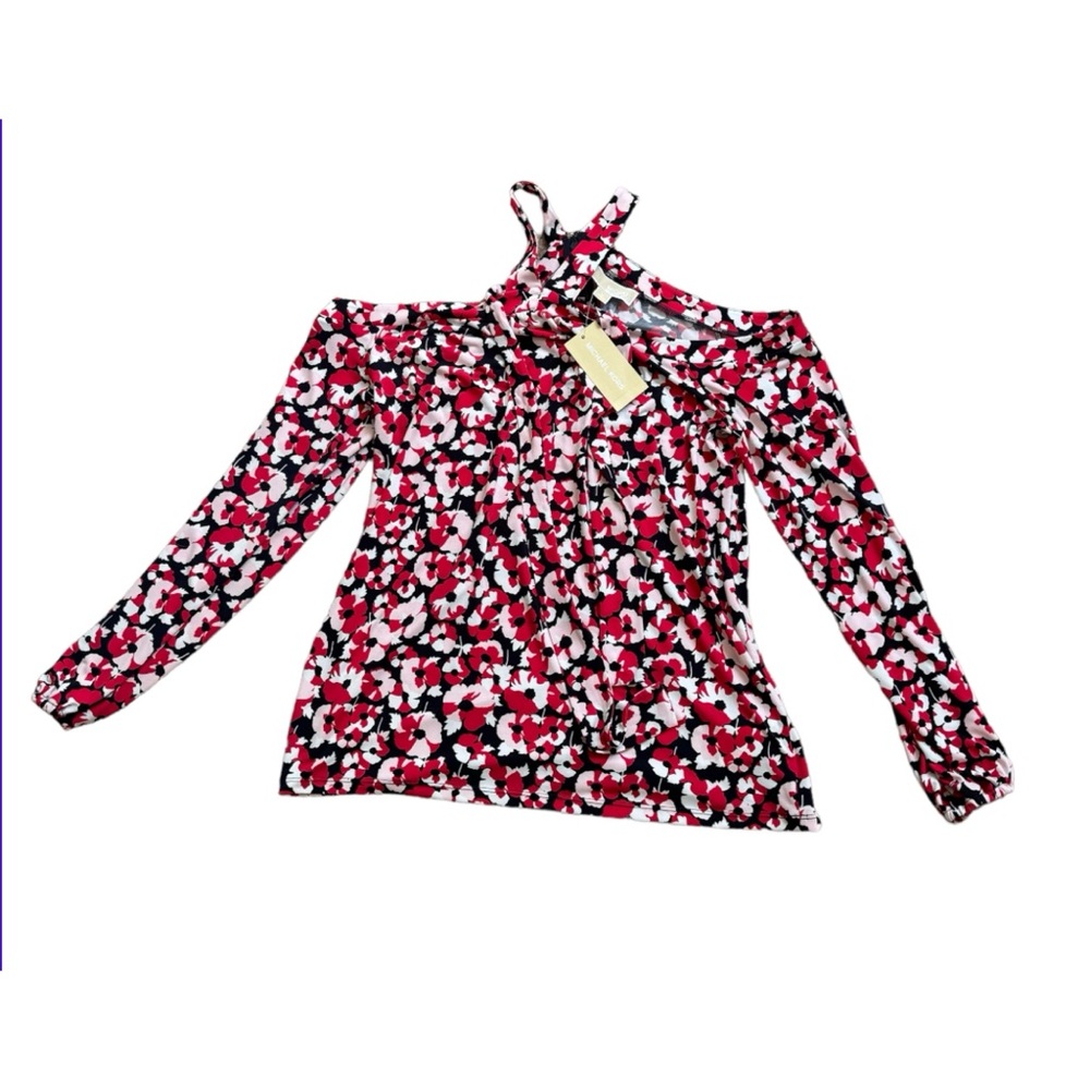 Michael Michael Kors NWT Womens Long Sleeve Floral Tie Cold Shoulder Top Size M